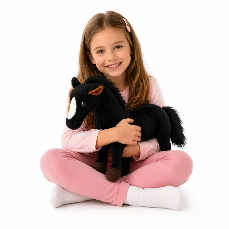 LEAN TOYS Pluszowy Koń Przytulanka Maskotka Czarny 40cm x 37cm