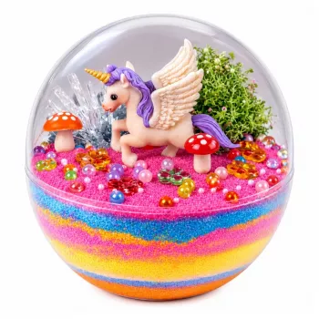 LEAN TOYS Zestaw do hodowli kryształów Terrarium Jednorożec DIY z oświetleniem LED