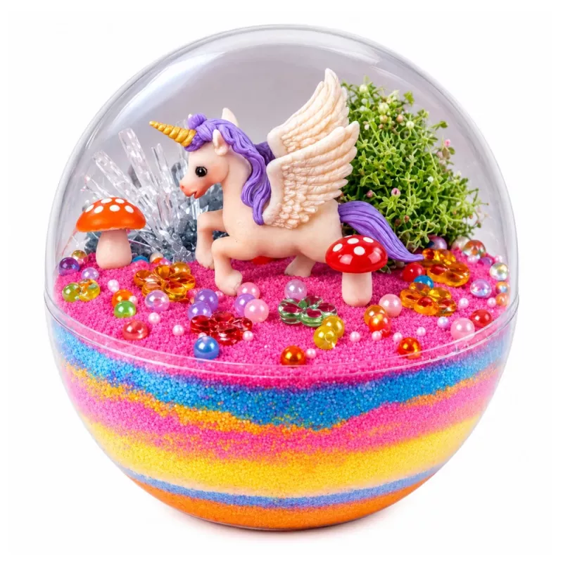 LEAN TOYS Zestaw do hodowli kryształów Terrarium Jednorożec DIY z oświetleniem LED