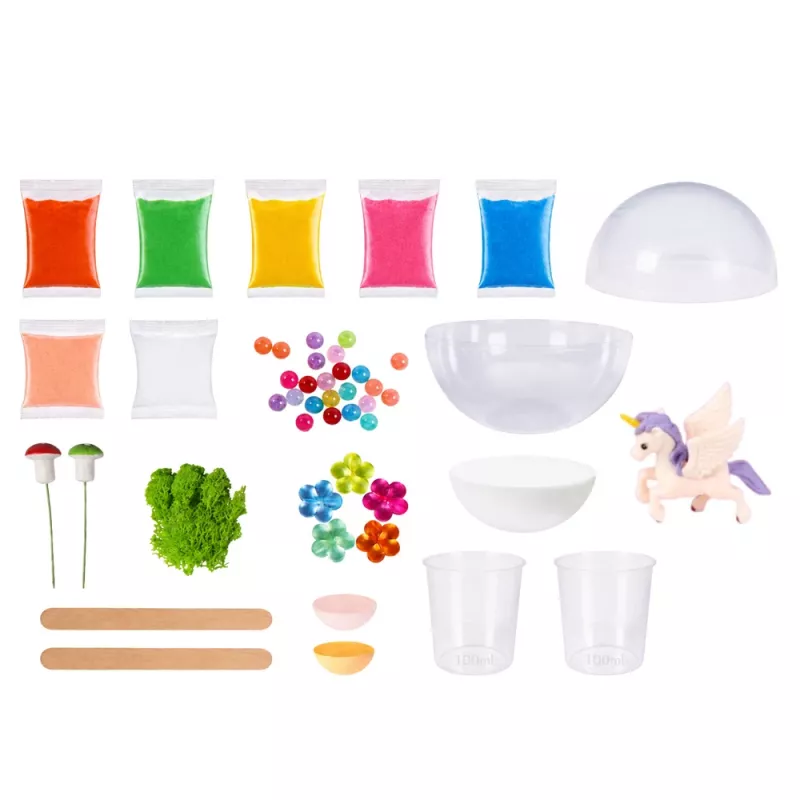 LEAN TOYS Zestaw do hodowli kryształów Terrarium Jednorożec DIY z oświetleniem LED