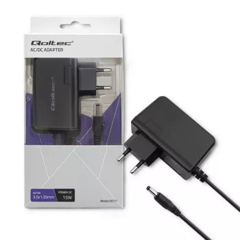 Qoltec 15W 5V 3A AC/DC zasilacz sieciowy z wtykiem baryłkowym 3.5x1.35mm