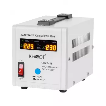 KEMOT SER-500 Automatyczny stabilizator napięcia 500VA 300W typu przekaźnikowego, wyjście 230V AC, gniazdo Schuko, wskaźniki LED