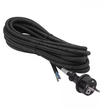 Akyga AK-OT-04S gumowy przewód zasilający H05RR-F 3 x 1,5 mm², wtyk CEE 7/7 – wolne końce, 5 m, czarny
