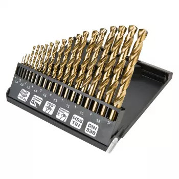 NEO TOOLS 19-częściowy zestaw wierteł HSS-TiN do metalu 1,0-10,0 mm