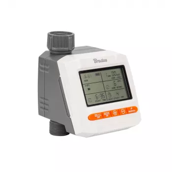 BRADAS Elektroniczny sterownik nawadniania White Line, 1-strefowy timer kranowy z LCD i funkcją opóźnienia deszczowego, zasilany bateryjnie