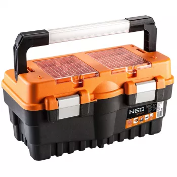 NEO TOOLS 18 Skrzynka narzędziowa TOP-84-102 | Organizer wspornikowy z 2 szufladami i metalowymi zatrzaskami