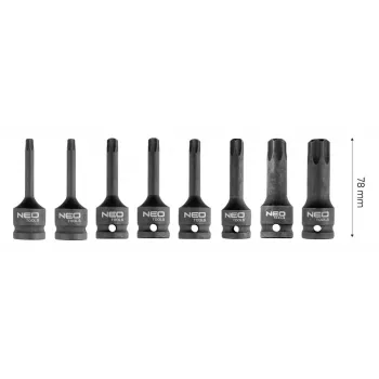 NEO Tools 10-257 219-elementowy zestaw nasadek z grzechotkami, bitami i kluczami imbusowymi w walizce formowanej, 1/4 cala, 3/8 cala, 1/2 cala