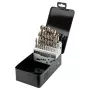 NEO TOOLS Zestaw 25 wierteł HSS-Co kobaltowych do metalu, 1,0–13,0 mm, szlifowane w całości, 135° szpic rozdzielony, DIN 338, metalowe pudełko