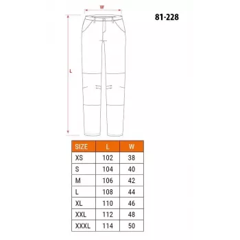NEO Tools 81-228-XXL Spodnie robocze ochronne, szary/czarny, XXL, 65% poliester 35% bawełna, 267 g/m², 10 kieszeni, wzmocnione kolana, elementy odblaskowe, EN ISO 13688:2013