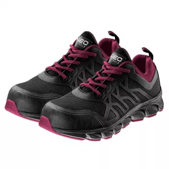 NEO TOOLS 82-530-37 S1P SRC Buty ochronne ze stalowym noskiem i antyprzebiciową podeszwą, skóra zamszowa, oddychająca siateczka, podwójna gęstość PU, czarny/szary, rozmiar 37