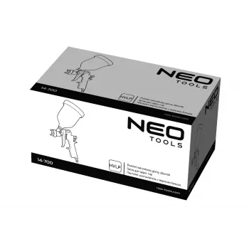 NEO Tools 14-700 Pistolet przedmuchowy z szybkozłączem 1/4 cala, maks. ciśnienie 10 bar, korpus aluminiowy, dysza stalowa, spust dźwigniowy ergonomiczny, zintegrowany hak do zawieszania