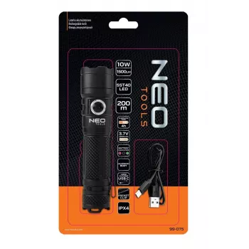 NEO TOOLS USB C 1500 lm SST40 LED Latarka akumulatorowa