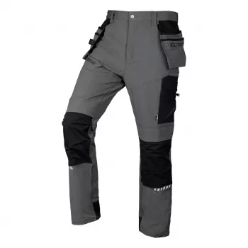NEO TOOLS Mix&Match 4-kierunkowe spodnie robocze stretch z wzmocnieniem Cordura, szary/czarny, rozmiar XXXL