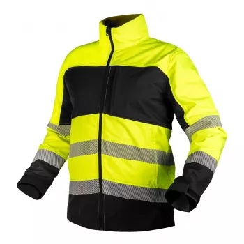 NEO TOOLS 81-702-XL Softshellowa kurtka ostrzegawcza o wysokiej widoczności, fluorescencyjny żółty/czarny, rozmiar XL, EN ISO 20471 Klasa 3