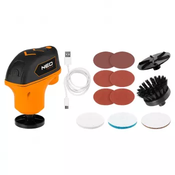 NEO TOOLS 04-604 Mini Wszechstronna Polerka 4V Li-Ion USB-C Zestaw Narzędzi Rotacyjnych