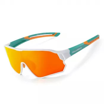 ROCKBROS Polarized Cycling Glasses dla dzieci 8-14 lat, ochrona UV400, oprawka TR90, zielono-białe