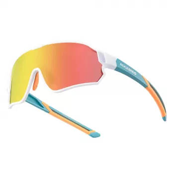 ROCKBROS Polarized Cycling Glasses dla dzieci 8-14 lat, ochrona UV400, oprawka TR90, zielono-białe