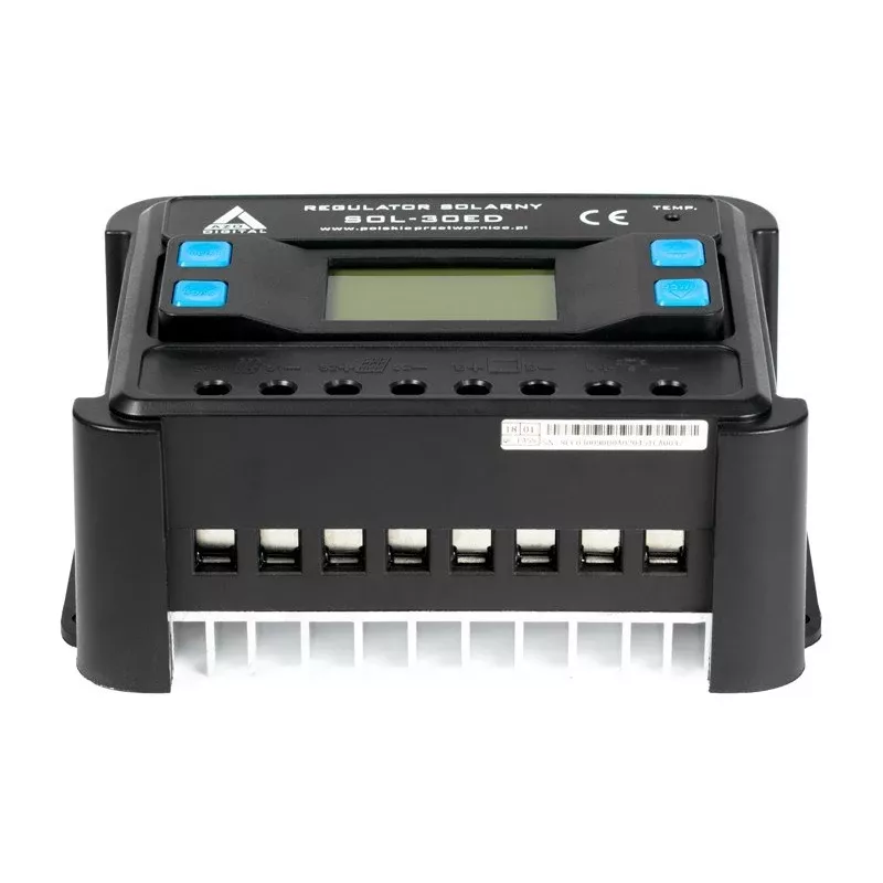 AZO Digital PWM SOL-30ED 12/24V 30A kontroler ładowania słonecznego z wyświetlaczem LCD