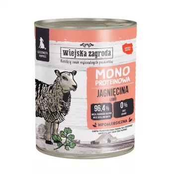 WIEJSKA ZAGRODA Mono Puppy Lamb - Mokra karma dla psów - 800g