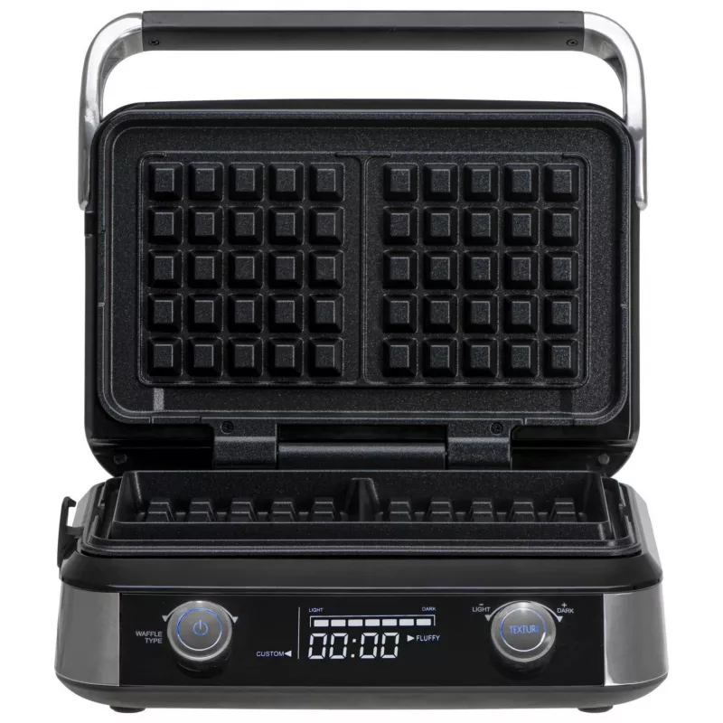 Adler AD 3084 gofrownica z wyświetlaczem LED, 5 programów, 7 poziomów zarumienienia, 1600 W (maks. 2400 W), płyty nieprzywierające, czarno-srebrna