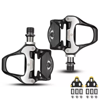 Pedały rowerowe szosowe ROCKBROS LP-RD2BK Shimano SPD-SL kompatybilne z żółtymi blokami - czarno-srebrne