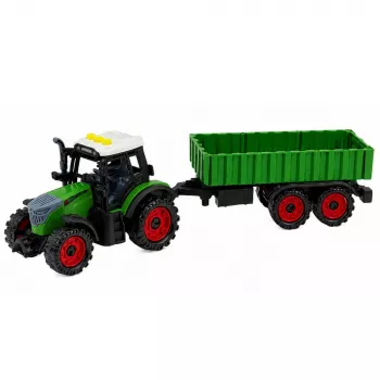LEAN TOYS Traktor rolniczy z przyczepą rolniczą, napęd cierny, światła i dźwięk, 35 cm