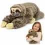 LEAN TOYS Realistyczna maskotka leniwiec z rzepami 34 cm