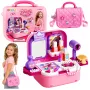 LEAN TOYS Przenośny zestaw kosmetyczny 2 w 1 z walizką, lusterkiem, kosmetykami i akcesoriami, różowy