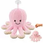 LEAN TOYS Pluszowa Ośmiornica z Przyssawką, Różowa, 16 cm