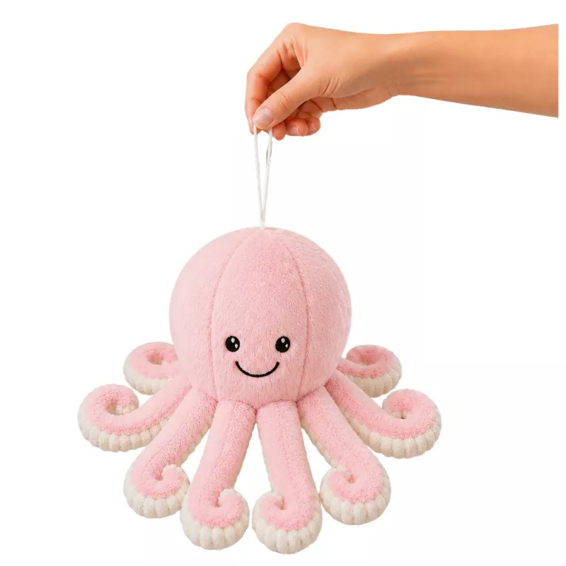 LEAN TOYS Pluszowa Ośmiornica z Przyssawką, Różowa, 16 cm