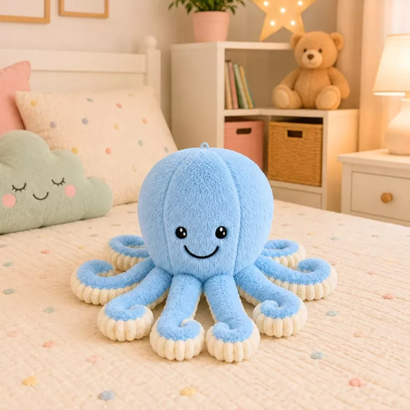 LEAN TOYS Pluszowa Ośmiornica Przytulanka z Elastycznymi Mackami Niebieska 30 cm