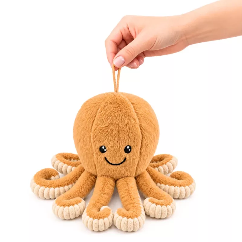 LEAN TOYS Pluszowa Ośmiornica Przytulanka z Elastycznymi Mackami Beżowa 30 cm