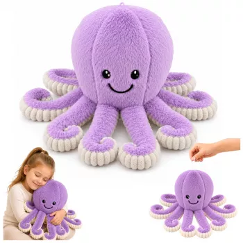 LEAN TOYS Pluszowa Ośmiornica Przytulanka z Elastycznymi Mackami Fioletowa 50 cm