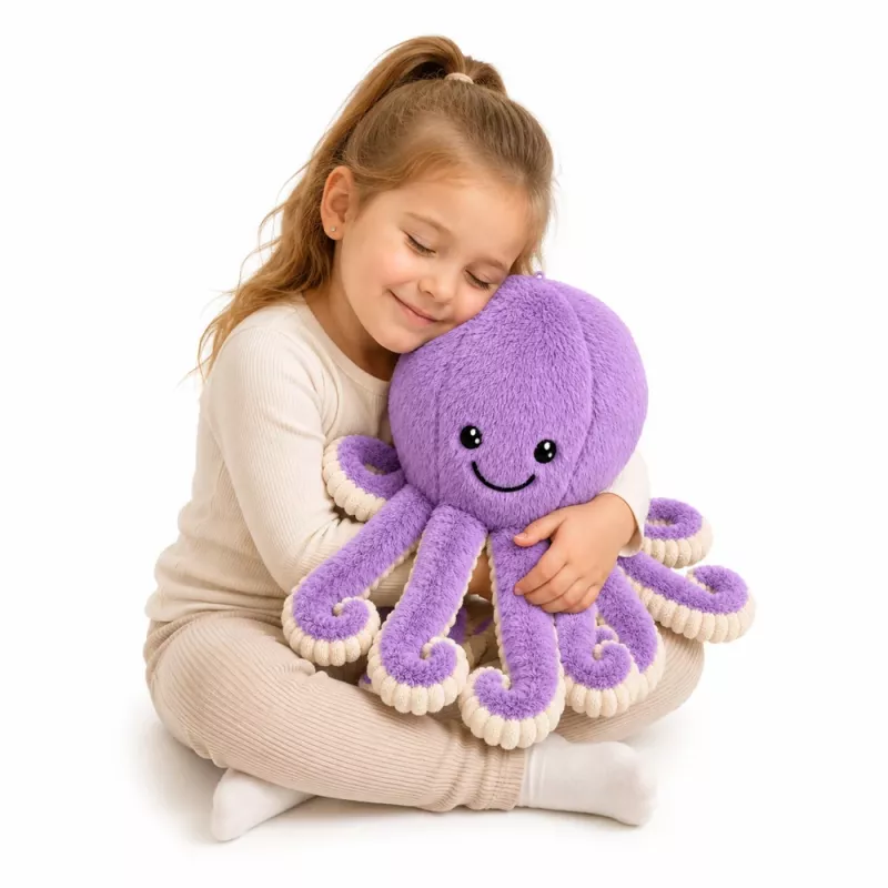 LEAN TOYS Pluszowa Ośmiornica Przytulanka z Elastycznymi Mackami Fioletowa 50 cm