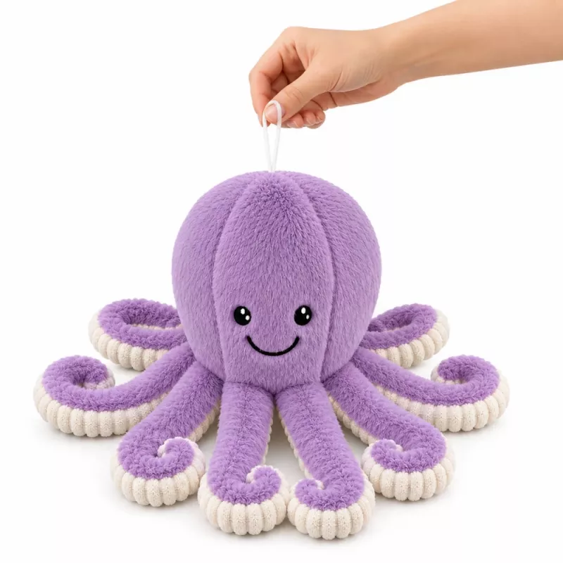 LEAN TOYS Pluszowa Ośmiornica Przytulanka z Elastycznymi Mackami Fioletowa 50 cm