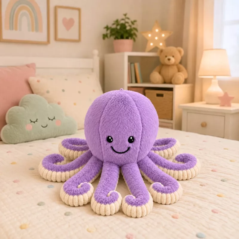 LEAN TOYS Pluszowa Ośmiornica Przytulanka z Elastycznymi Mackami Fioletowa 50 cm