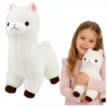 LEAN TOYS Pluszowa Alpaka Lama Miękkie Futro Biała 38 cm