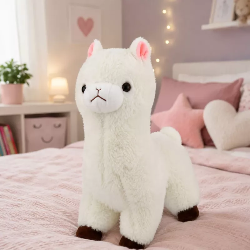 LEAN TOYS Pluszowa Alpaka Lama Miękkie Futro Biała 38 cm