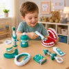 LEAN TOYS Zestaw Mały Dentysta Wibrująca Szczoteczka Niebieski 15 szt.