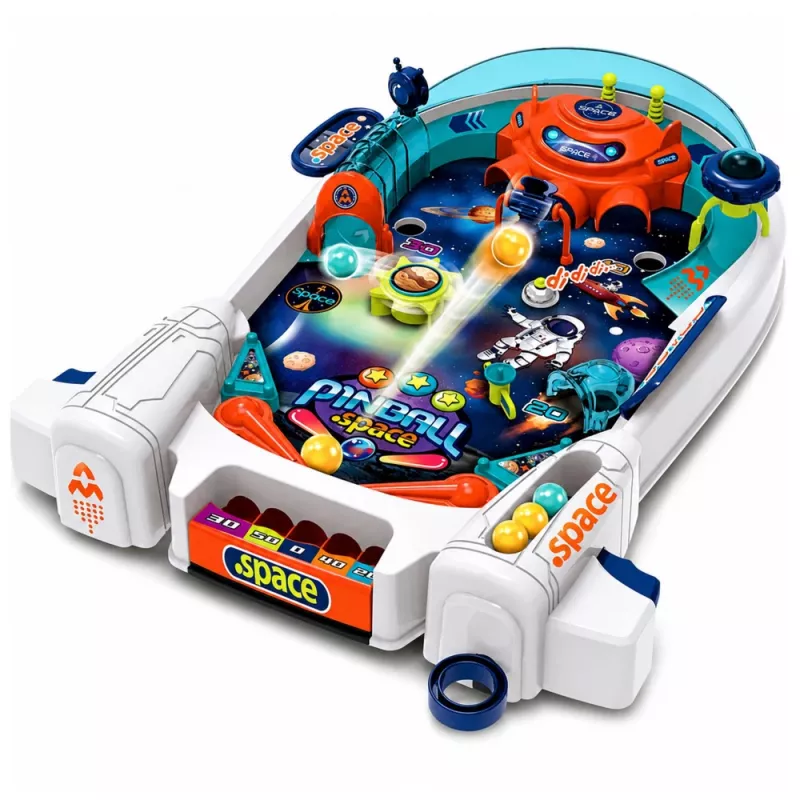 LEAN TOYS Gra Zręcznościowa Kosmiczny Pinball Space Flipper Rakietowe Przeszkody 8 Kul