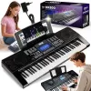 V-TONE MK800 Przenośna Edukacyjna Klawiatura Elektroniczna, 61 Klawiszy Czułych na Dotyk, 300 Brzmień, 300 Rytmów, 40 Utworów Demo, Wyświetlacz LCD, USB MIDI, Wyjście Słuchawkowe, Wejście Mikrofonowe, Wejście na Pedał Sustain, 2x5W Głośniki, Czarny