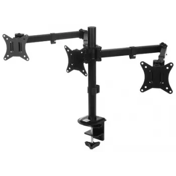 BRATECK LDT66-C034 Pojedynczy uchwyt monitora na biurko, ramię z siłownikiem gazowym do ekranów 17-32 cale, 9kg, VESA 75/100, zacisk i przelotka, czarny
