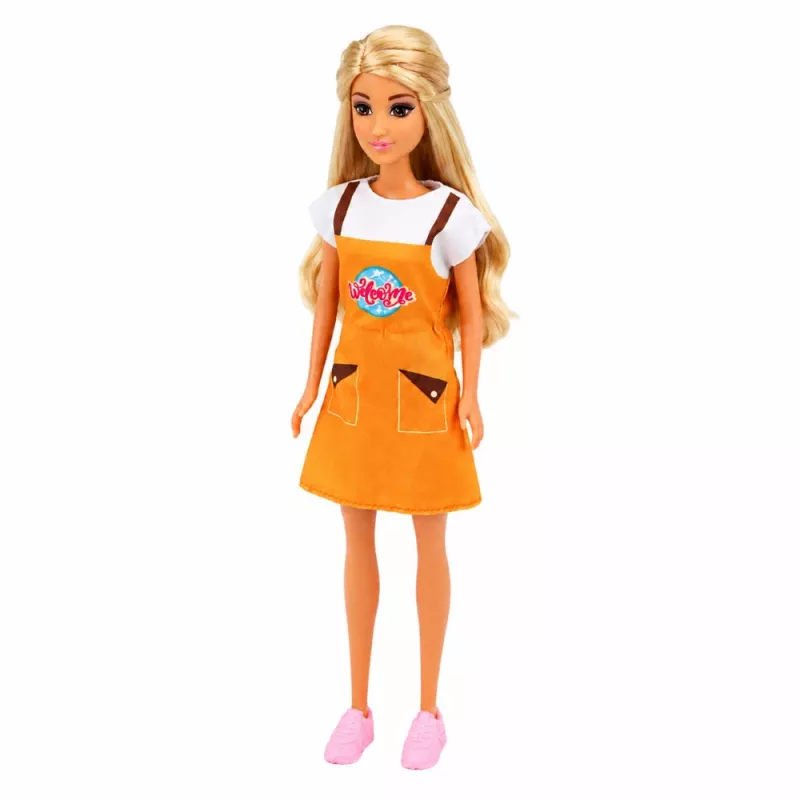 LEAN TOYS Anlily Lalka Kasjerka Sprzedawczyni Kasa Sklepowa Zestaw z Artykułami Spożywczymi