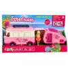 LEAN TOYS Zestaw podróżny Kamper z przyczepą Meble i akcesoria dla lalek Różowy