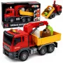 LEAN TOYS Ciężarówka z dźwigiem Pojemniki do sortowania śmieci Światło Dźwięk Czerwony