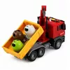 LEAN TOYS Ciężarówka z dźwigiem Pojemniki do sortowania śmieci Światło Dźwięk Czerwony