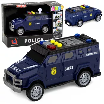 LEAN TOYS SWAT Special Unit Samochód Policyjny 1:32 z Światłami, Dźwiękami i Akcją Pull-Back - Granatowy