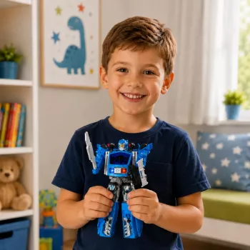 LEAN TOYS Auto Robot 2w1 Samochód Policyjny Wyrzutnia Małe Roboty Światła Dźwięki