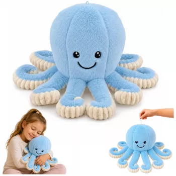 LEAN TOYS Pluszowa Ośmiornica Przytulanka z Elastycznymi Mackami Niebieska 50 cm