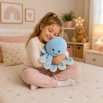 LEAN TOYS Pluszowa Ośmiornica Przytulanka z Elastycznymi Mackami Niebieska 50 cm